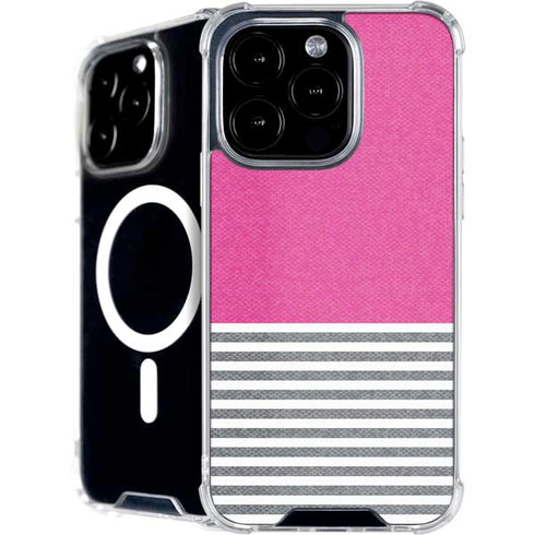 Pink and Grey Stripes iPhone 16 Pro Max MagSafe Case