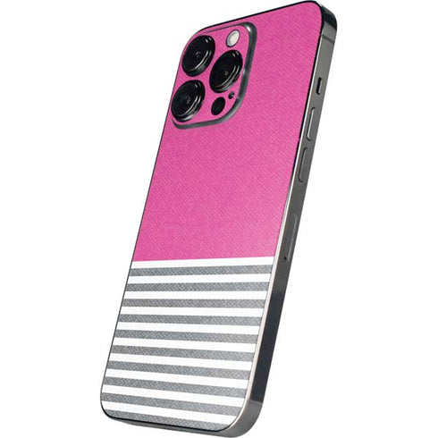 Pink and Grey Stripes iPhone 16 Pro Skin