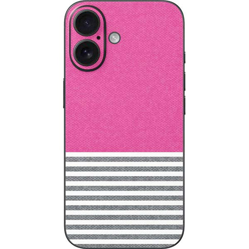 Pink and Grey Stripes iPhone 16 Skin