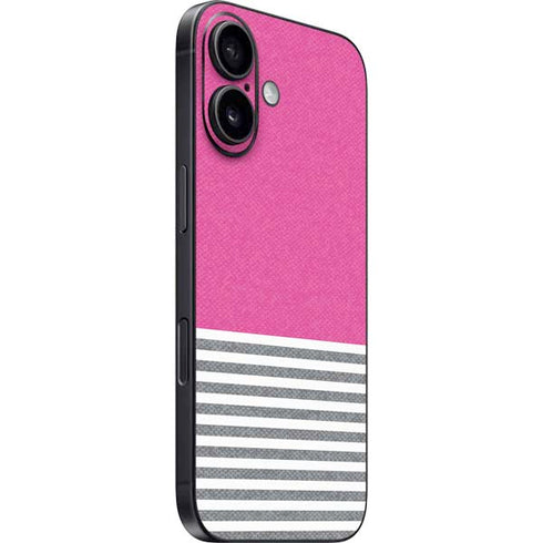 Pink and Grey Stripes iPhone 16 Skin