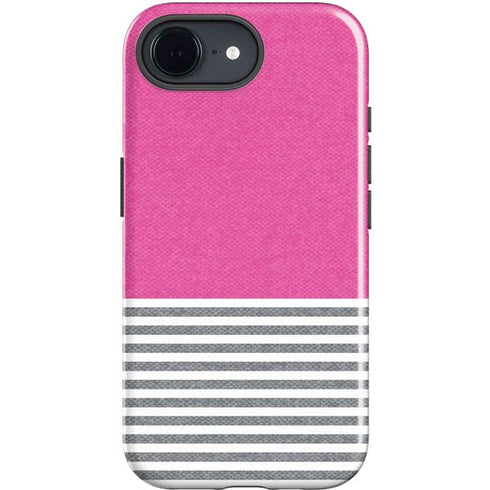 Pink and Grey Stripes iPhone 16e Impact Case