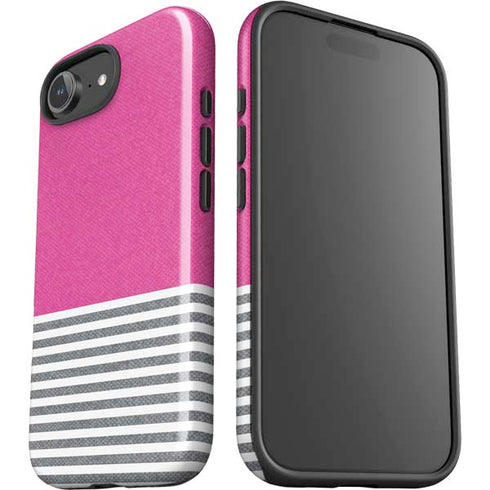Pink and Grey Stripes iPhone 16e Impact Case