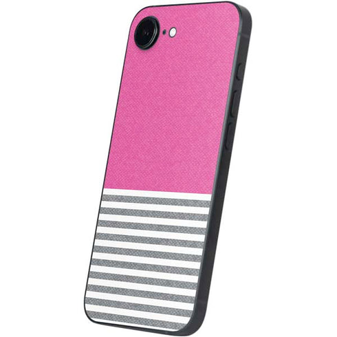 Pink and Grey Stripes iPhone 16e Skin