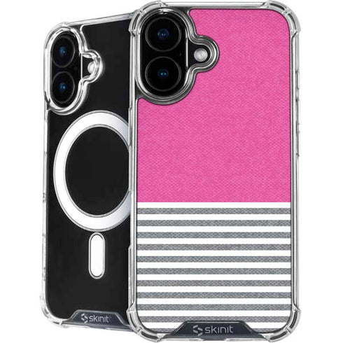 Pink and Grey Stripes iPhone 17 MagSafe Case