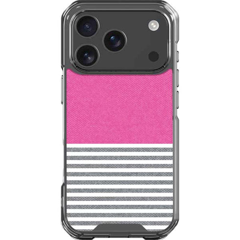 Pink and Grey Stripes iPhone 18 Pro Clear Case