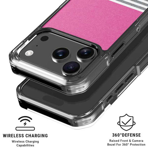 Pink and Grey Stripes iPhone 18 Pro Clear Case