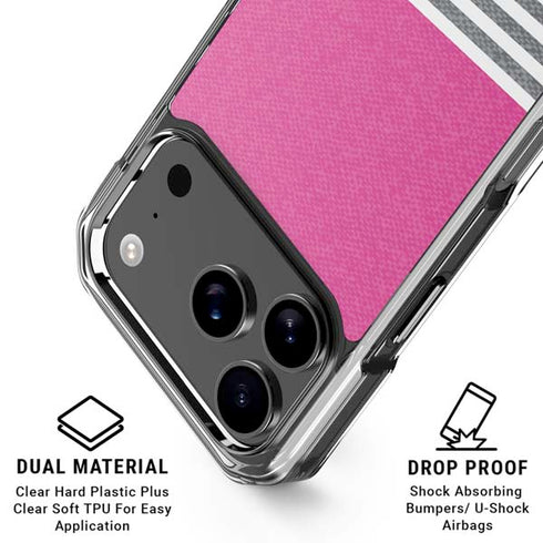 Pink and Grey Stripes iPhone 18 Pro Clear Case