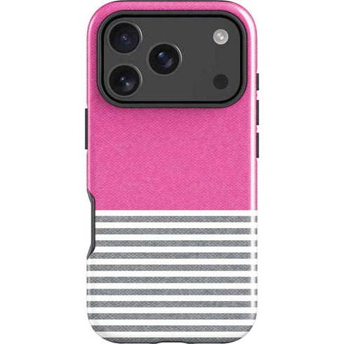 Pink and Grey Stripes iPhone 18 Pro Impact Case
