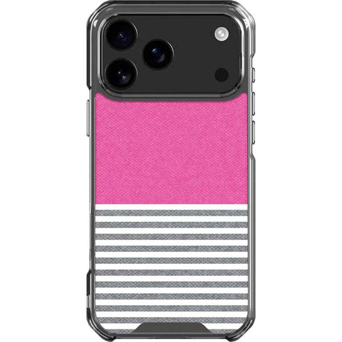 Pink and Grey Stripes iPhone 18 Pro Max Clear Case