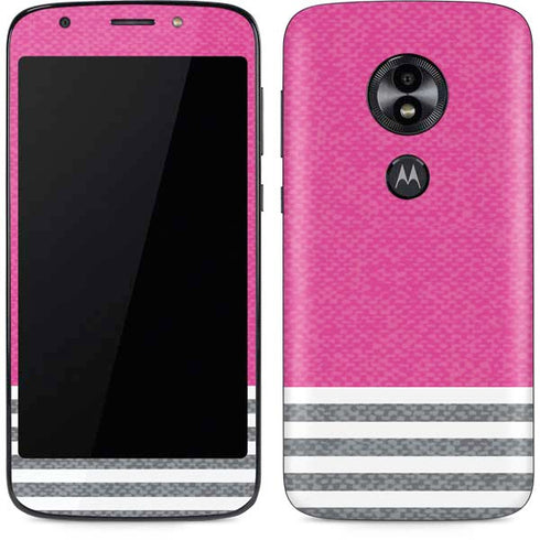 Pink and Grey Stripes Moto E5 Play Skin