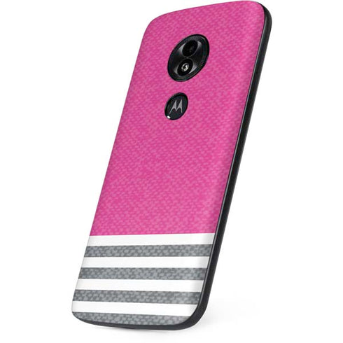 Pink and Grey Stripes Moto E5 Play Skin
