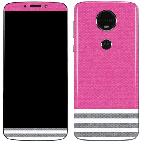 Pink and Grey Stripes Moto E5 Plus Skin
