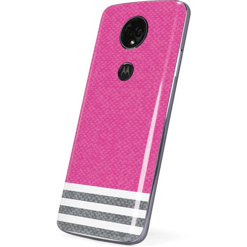 Pink and Grey Stripes Moto E5 Plus Skin