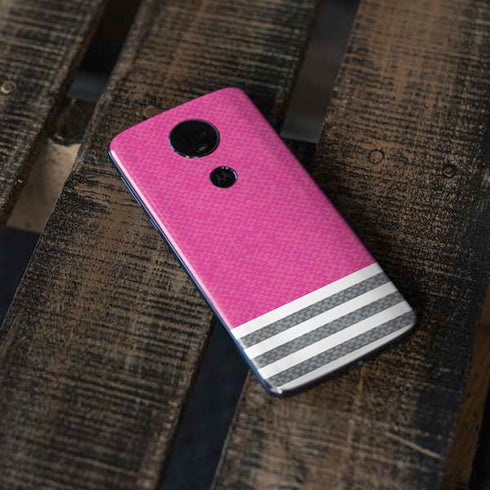 Pink and Grey Stripes Moto E5 Plus Skin