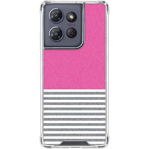 Pink and Grey Stripes Moto G 5G (2025) Clear Case