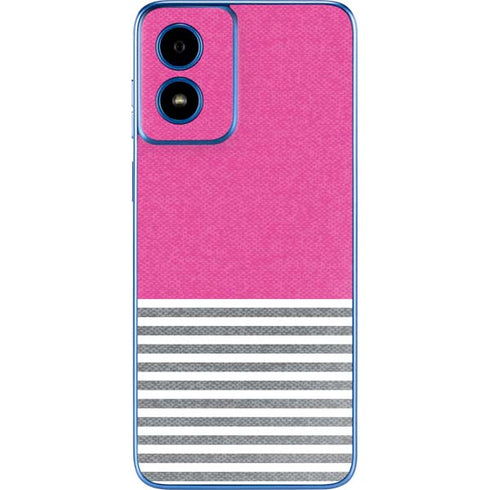 Pink and Grey Stripes Moto G Play 4G (2024) Skin