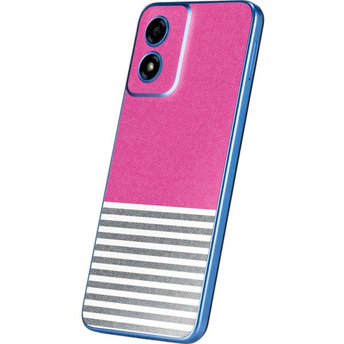 Pink and Grey Stripes Moto G Play 4G (2024) Skin