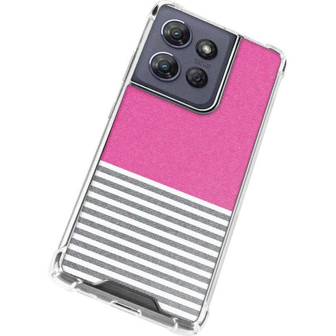 Pink and Grey Stripes Moto G Play 5G (2025) Clear Case