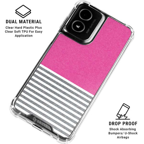 Pink and Grey Stripes Moto G Power 5G (2024) Clear Case