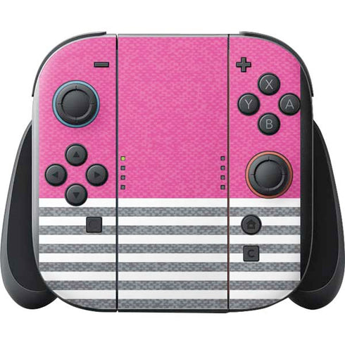 Pink and Grey Stripes Nintendo Switch 2 (2025) with Joy-Con Skin