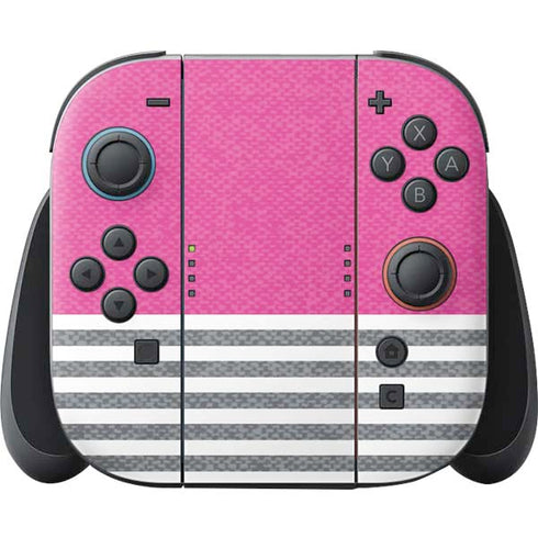 Pink and Grey Stripes Nintendo Skins