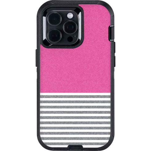 Pink and Grey Stripes Otterbox Defender iPhone Skin