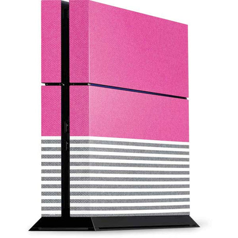Pink and Grey Stripes PlayStation PS4 Skins