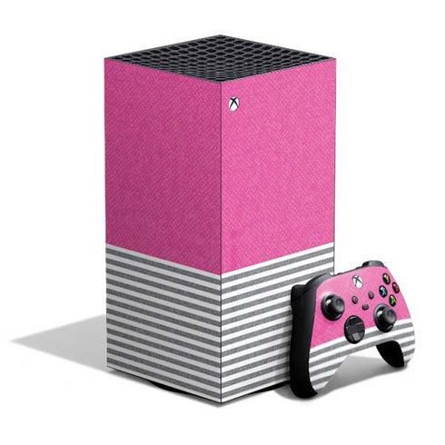 Pink and Grey Stripes XBox Series X Digital Edition Bundle Skin