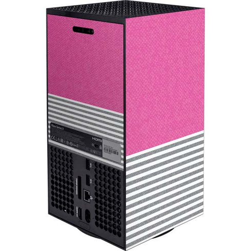 Pink and Grey Stripes XBox Series X Digital Edition Bundle Skin