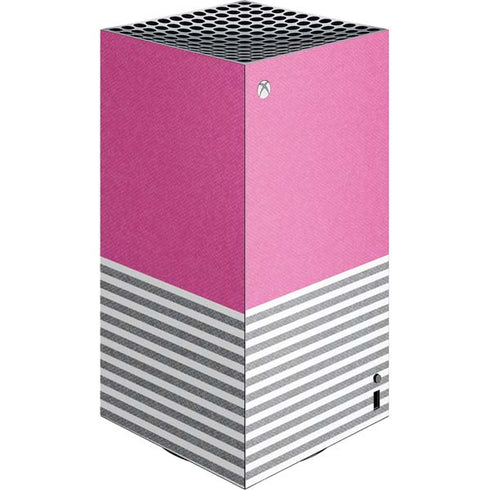 Pink and Grey Stripes XBox Series X Digital Edition Console Skin