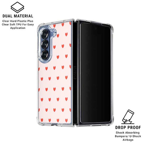 Pink and Red Hearts Galaxy Z Fold6 Clear Case