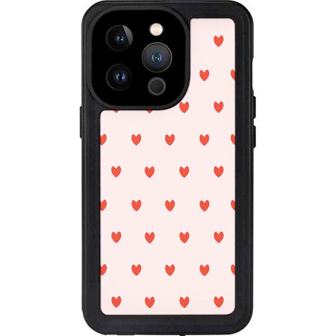 Pink and Red Hearts iPhone 15 Pro Waterproof Case