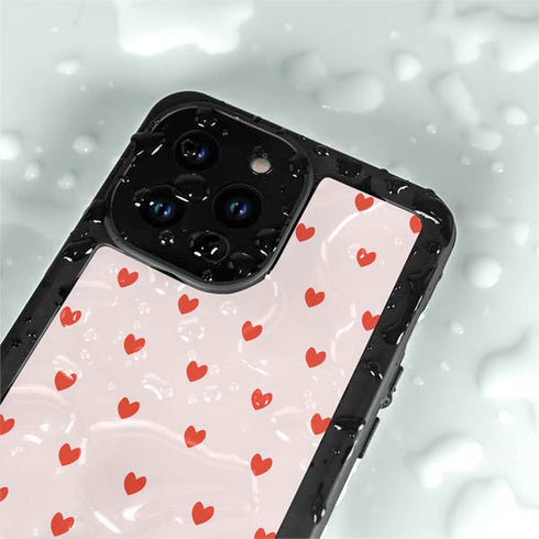 Pink and Red Hearts iPhone 15 Pro Waterproof Case
