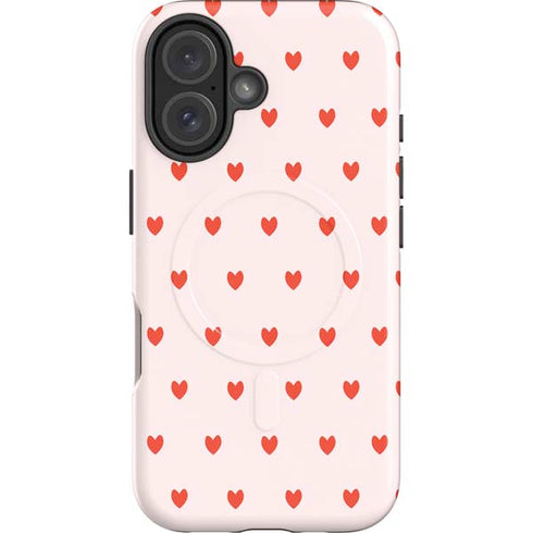 Pink and Red Hearts iPhone 16 Magsafe Impact Case