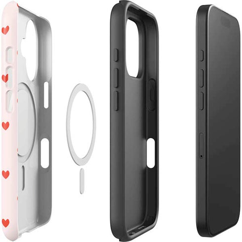 Pink and Red Hearts iPhone 16 Magsafe Impact Case