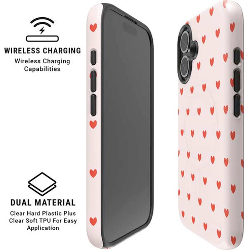 Pink and Red Hearts iPhone 16 Magsafe Impact Case