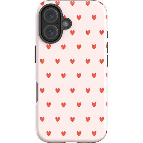 Pink and Red Hearts iPhone 16 Plus Impact Case