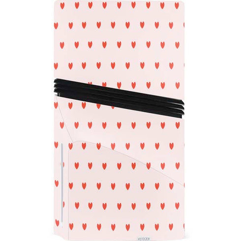 Pink and Red Hearts PS5 Pro Disk Console Skin