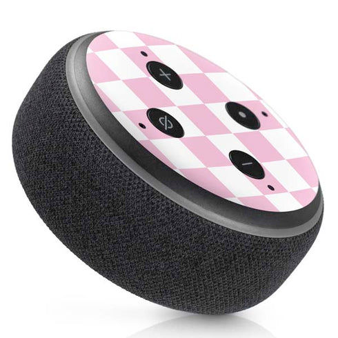 Pink and White Checkerboard Amazon Echo Dot Skin