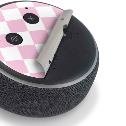 Pink and White Checkerboard Amazon Echo Dot Skin