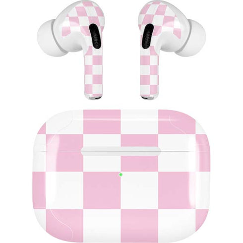 Pink and White Checkerboard AirPods Skins