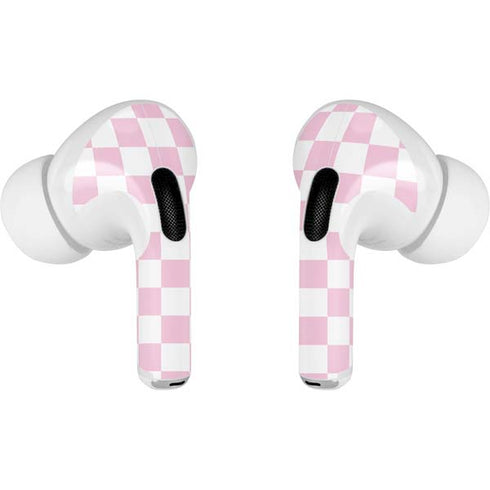 Pink and White Checkerboard AirPods Skins