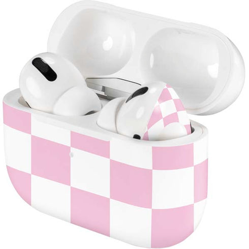 Pink and White Checkerboard AirPods Skins