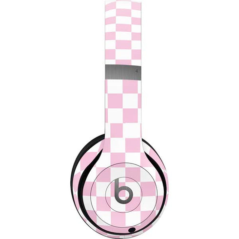 Pink and White Checkerboard Beats Solo 4 Wireless Headphones Skin
