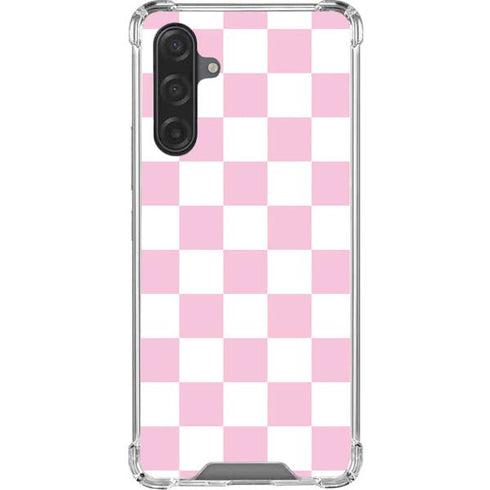 Pink and White Checkerboard Galaxy A17 Clear Case