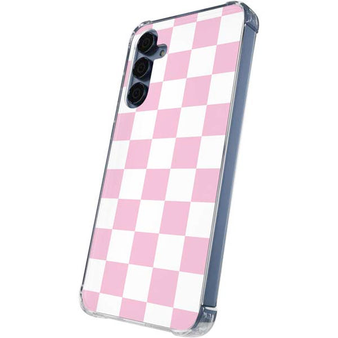Pink and White Checkerboard Galaxy A35 5G Clear Case