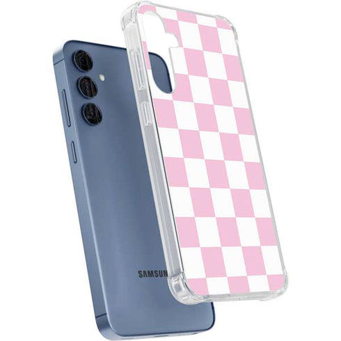 Pink and White Checkerboard Galaxy A35 5G Clear Case