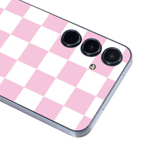 Pink and White Checkerboard Galaxy A35 5G Skin