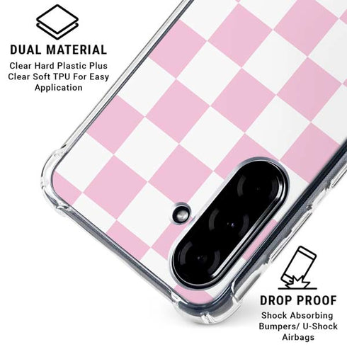Pink and White Checkerboard Galaxy A36 5G Clear Case
