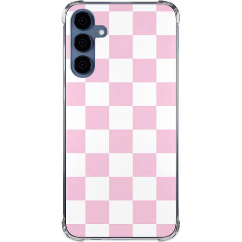 Pink and White Checkerboard Galaxy A55 5G Clear Case